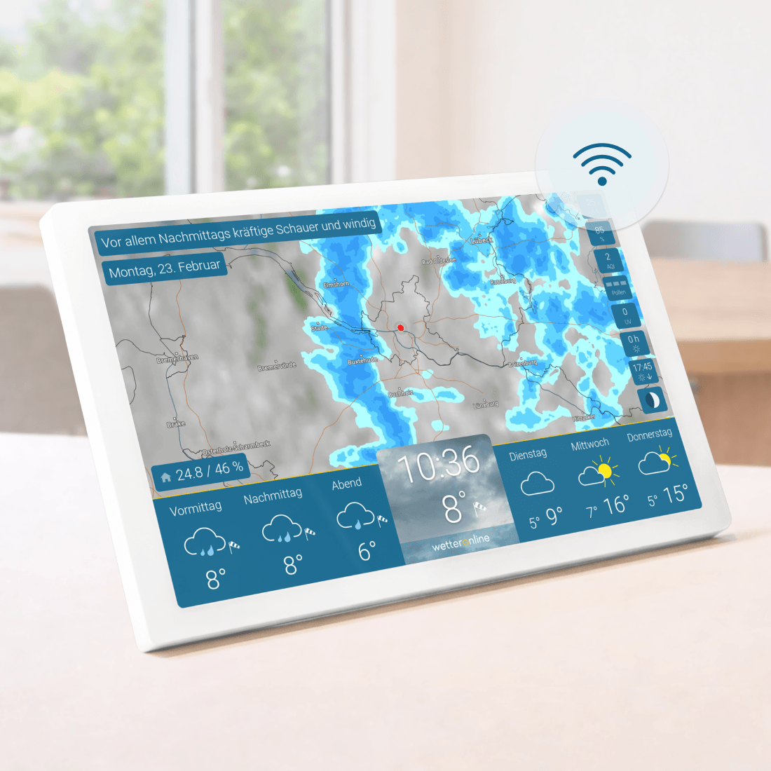 wetteronline home 4 Wetter Display mit WLAN Verbindung und Live Wetterradar Anzeige